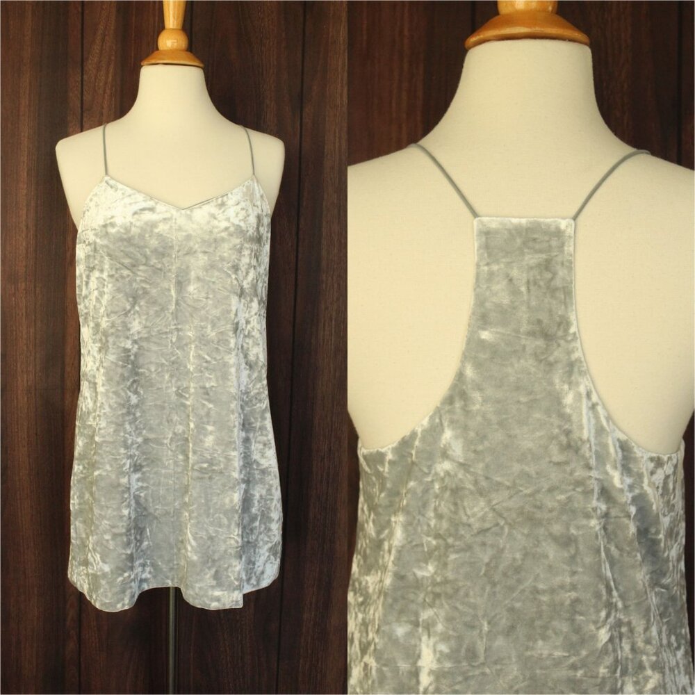 CeCe Dress, Silver Velvet Mini, Size 4, Racerback